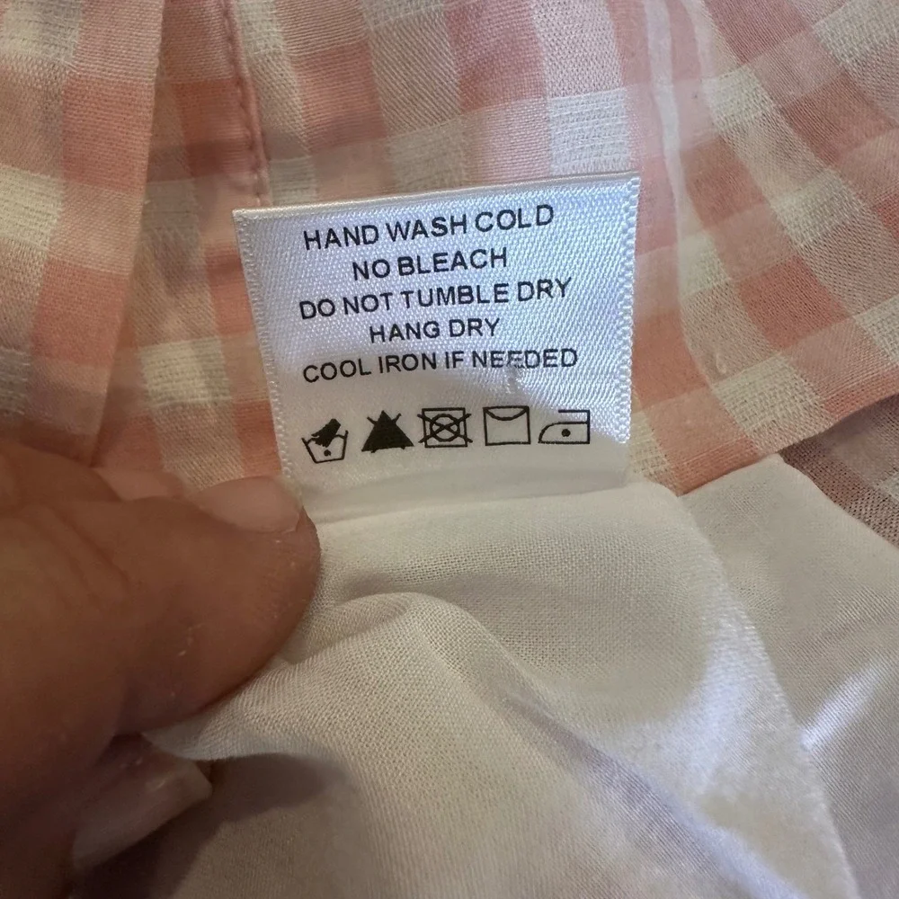 LPA Pink Gingham Mini‎ Dress Size XS Boho Indie Puff Sleeve Casual Cottagecore - Picture 7 of 10